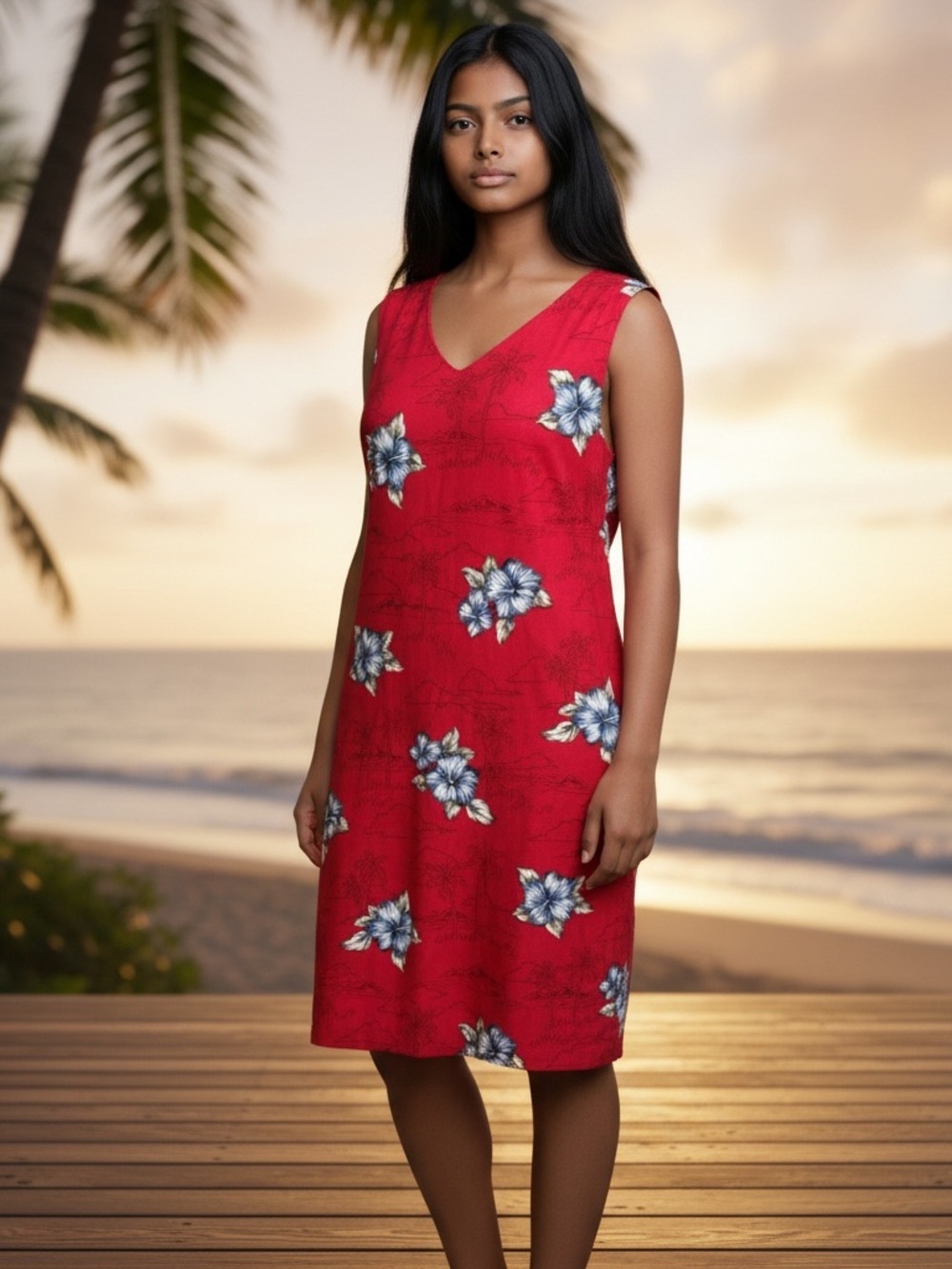 CARIBBEAN NWT Red Floral Dress